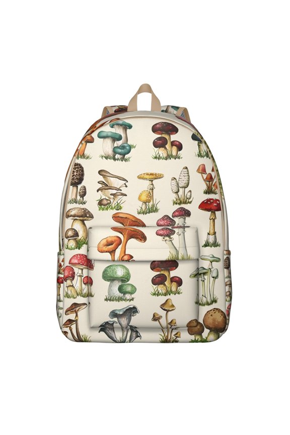 Psychedelic Mushroom Backpack, Trippy Boho Mushroom School Bag with Vintage Magical Forest Woodland Design, Whimsical Fairy Tale Cottagecore Pattern, Aesthetic Gothic Style