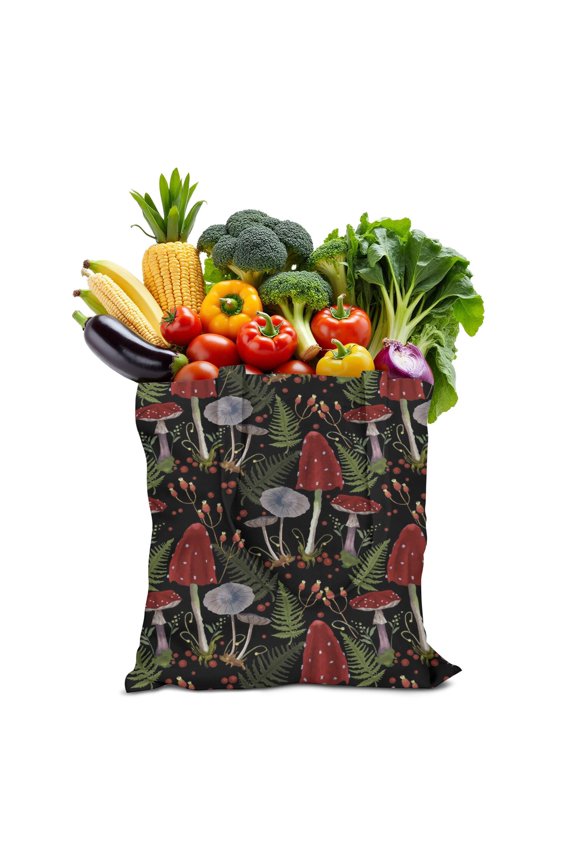 Psychedelic Mushroom Canvas Tote Bag, Reusable Boho Mushroom Handbag, Eco-Friendly Vintage Mushroom Shopping Bag for Women