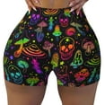 thumbnail image 1 of Psychedelic Mushroom Skull Workout Shorts For Women Scrunch Butt Lifting Yoga Gym Seamless Booty Biker Shorts Medium, 1 of 9