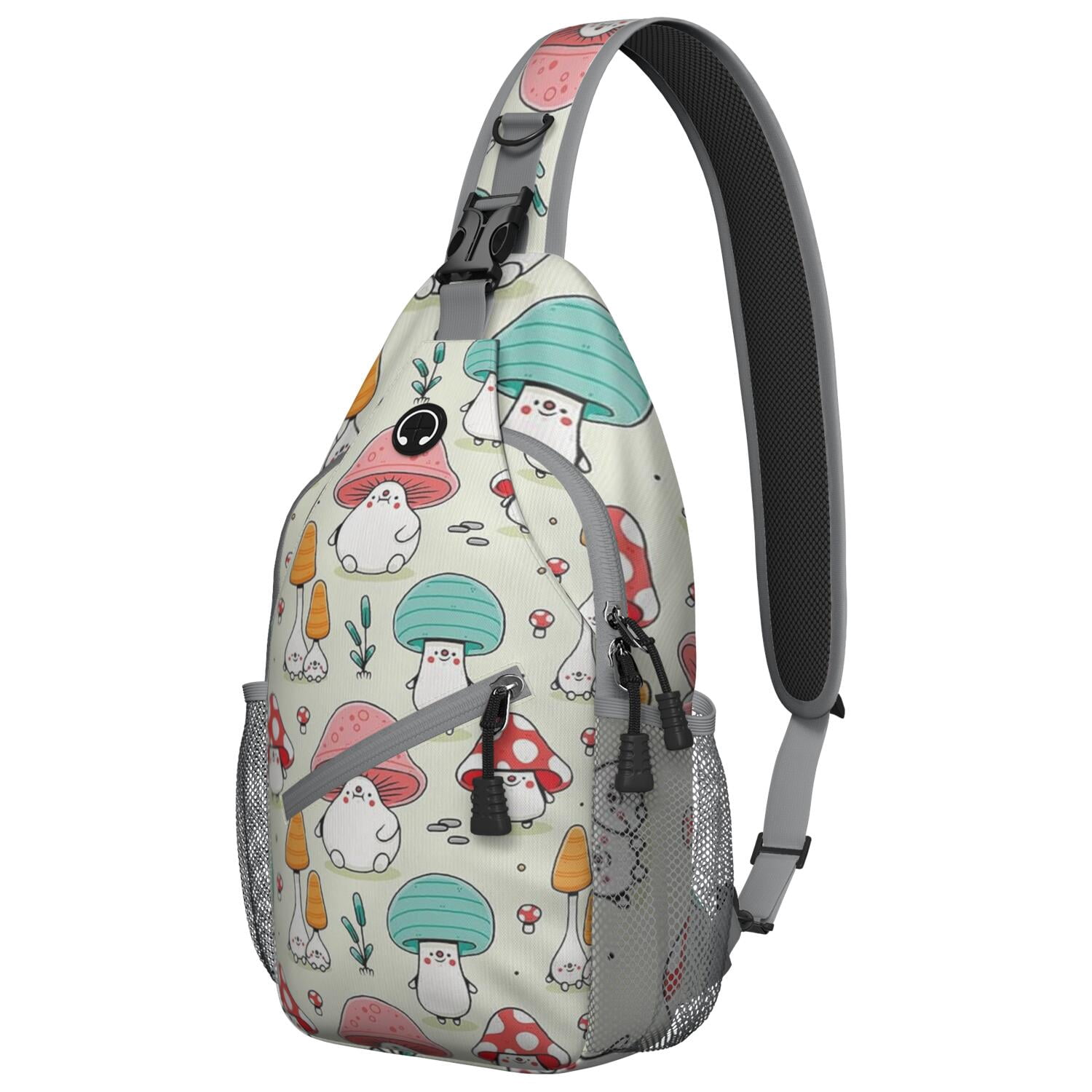 Psychedelic Mushroom Sling Backpack, Whimsical Fungi Crossbody Bag with ...