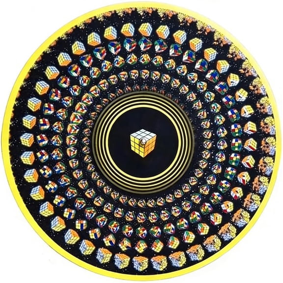 Psychedelic Mushroom Zoetrope Slipmat, Trippy Optical Illusion Vinyl Turntable Mat, Colorful Animated Strobe Effect Pad for DJ Parties