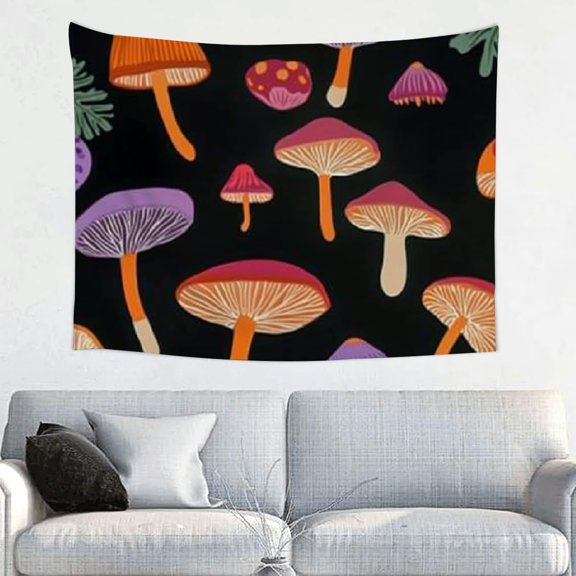 Psychedelic Mushrooms Colors Wall Tapestry, 100% Polyester Decorative Tapestry for Living Room, Bedroom, Home Wall Art Hanging, Soft Durable Fabric with HD Printing 40x30in