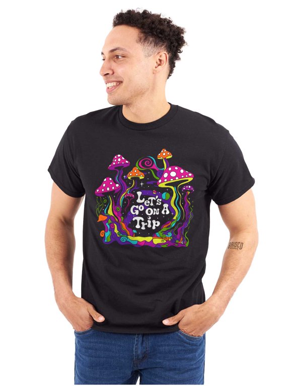 Psychedelic Mushrooms Take A Trip Plus Size Crewneck Graphic Tee Shirt Brisco Brands 3X