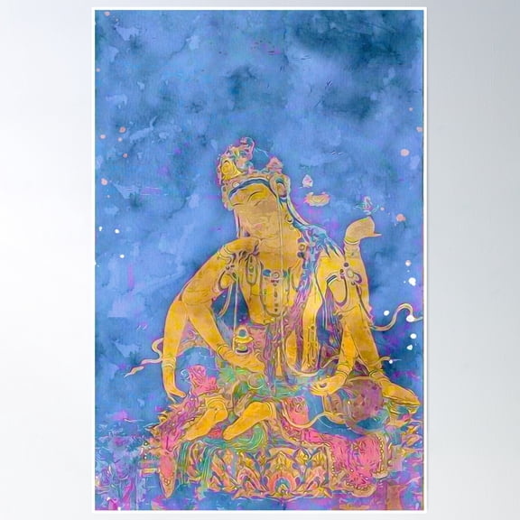 Psychedelic Nyoirin Kannon Japanese Buddhist Poster Wall Art, Modern Wall Decor, 8x12 UNFRAMED