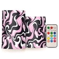 thumbnail image 1 of Psychedelic Oil Paint Pattern Flameless LED Candle Set with Remote, Battery Operated Color Changing Pillar Candles, Set of 2, 1 of 7