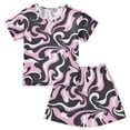 thumbnail image 1 of Psychedelic Oil Paint Pattern Summer Pajama Set Soft Cotton Short Sleeve Sleepwear 2PCS Pajama Sets Breathable Lounge Set Size 5Y, 1 of 7