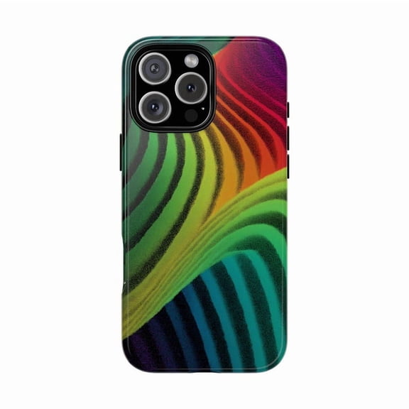 Psychedelic Optical Waves Green Red Abstract Art Phone Case for 11 12 13 14 15 16 17 Pro Max