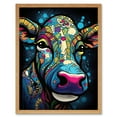 thumbnail image 1 of Psychedelic Pattern Cow Acrylic Painting Colourful Folk Portrait Modern Pop Art Art Print Framed Poster Wall Decor 12x16 inch, 1 of 5