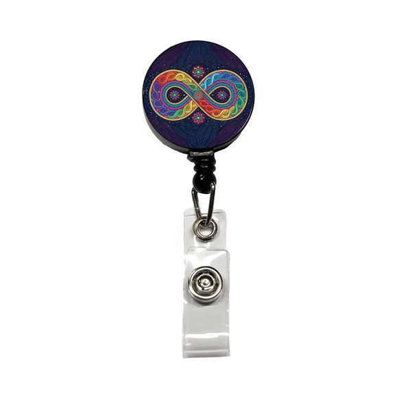 Psychedelic Patterns And Infinite Loops Colorful Retractable Reel ID Badge Key Card Name Tag Holder with Clip