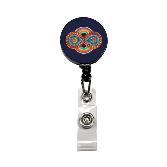 Psychedelic Patterns Groovy Infinite Loops Retractable Reel ID Badge Key Card Name Tag Holder with Clip