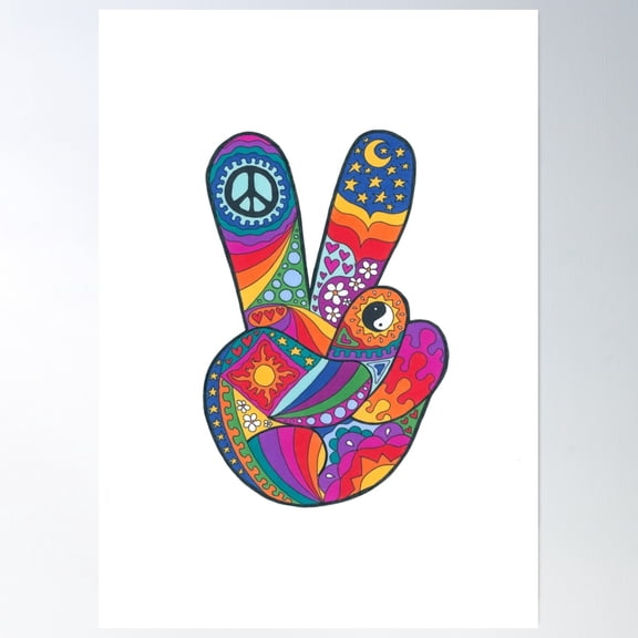 Psychedelic Peace Out Poster Wall Art, Modern Wall Decor, 8x12 UNFRAMED