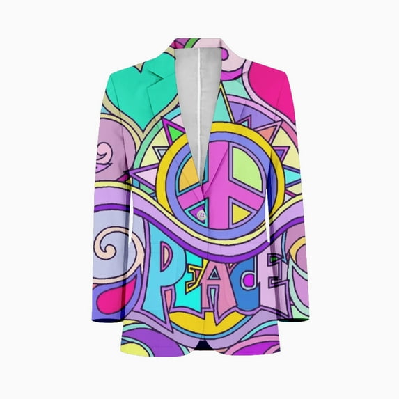 Psychedelic Peace Sign Art Prints Men's Suit Blazer Casual Party Wear Slim Fit Suit Jacket Fashionable Luxury British Style Men Suit Coat