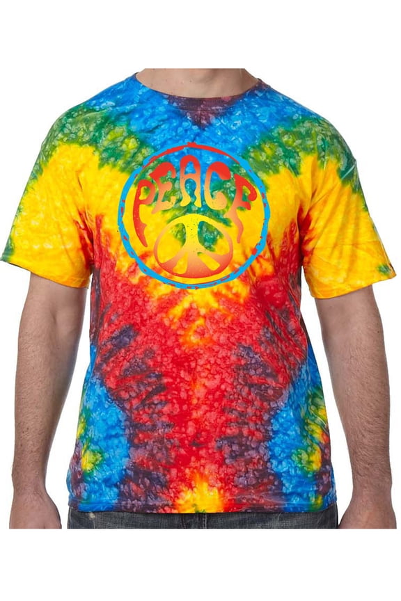 Psychedelic Peace Sign Tie Dye Tee Shirt - Woodstock, Small Kids (6-8)