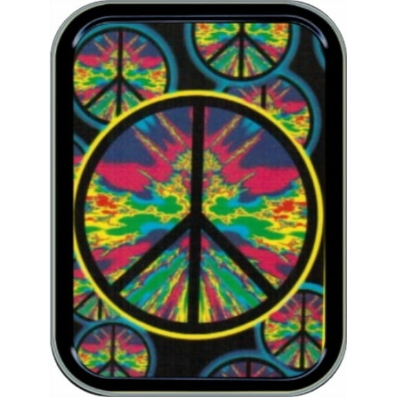Psychedelic Peace Stash Tin Storage Container 4.37" L x 3.5" W x 1" H