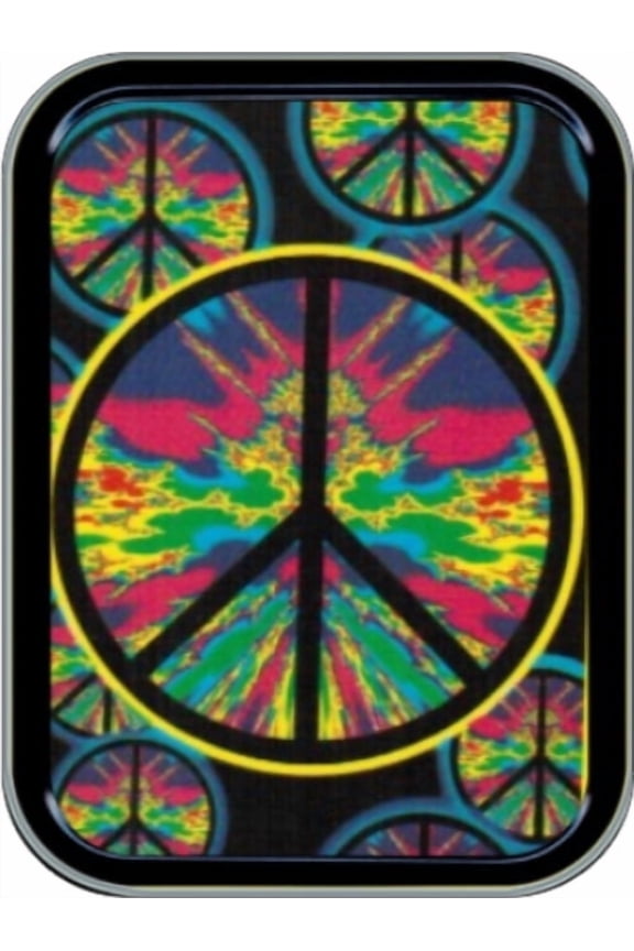 Psychedelic Peace Stash Tin Storage Container 4.37" L x 3.5" W x 1" H