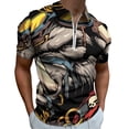 thumbnail image 1 of Psychedelic Pig Head Colorful Men Zipper T-shirt Summer Casual Short Sleeve T-shirt Top, 1 of 7