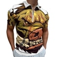 thumbnail image 1 of Psychedelic Pig Head Colorful Men Zipper T-shirt Summer Casual Short Sleeve T-shirt Top, 1 of 7
