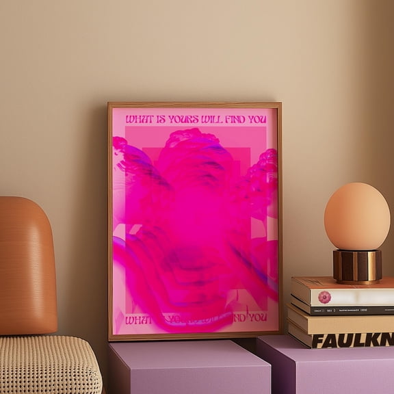 Psychedelic Pink Greek Statue Retro Affirmation Wall Art Print, Unframed Paper Poster 24x36in