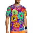 thumbnail image 1 of Psychedelic Print T-Shirt Male Groovy Flower Power Street Style Gym T-Shirts Fast Dry Summ, 1 of 5