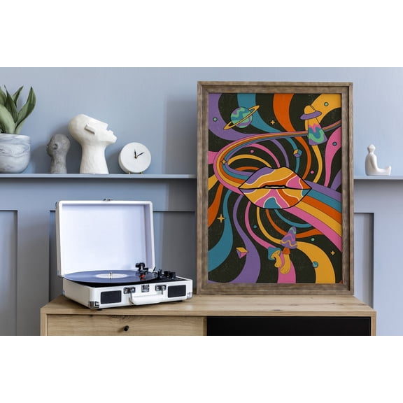 Psychedelic Rainbow 70s Retro Wall Art, Stretched Canvas 8x10in