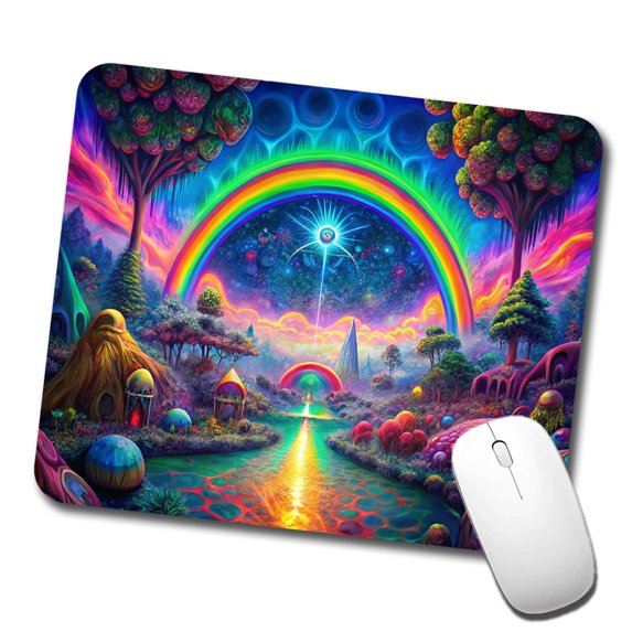 Psychedelic Rainbow Scene Mouse Pad Low Profile Gaming Mat