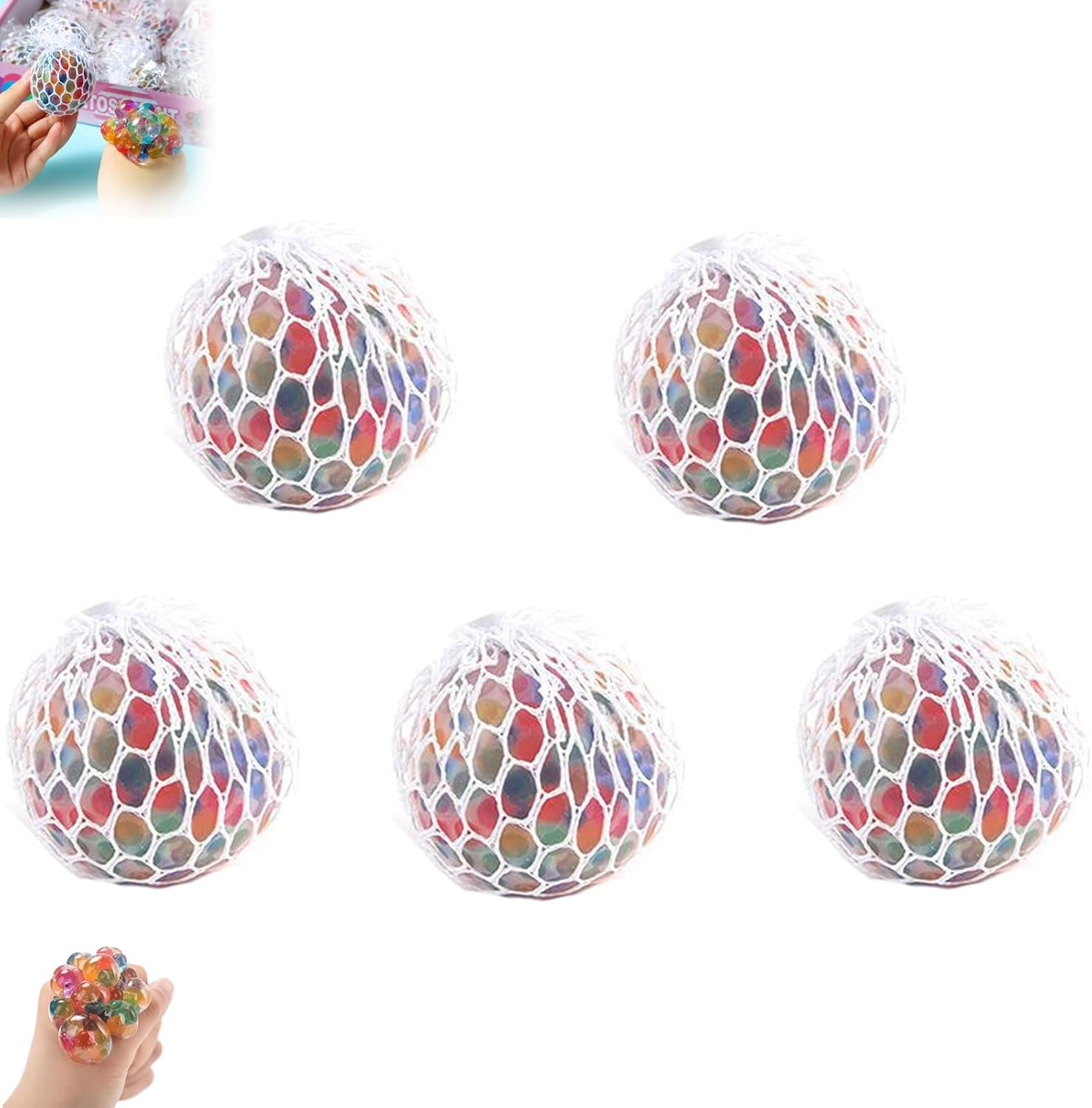 Psychedelic Rainbow Stress Reliever Ball, Psychedelic Rainbow Stress Balls, Rainbows Stress-Ball, Rainbows Stress-Ball Squishy, for Office Workers and Students to Relieve Stresses (5 pcs)