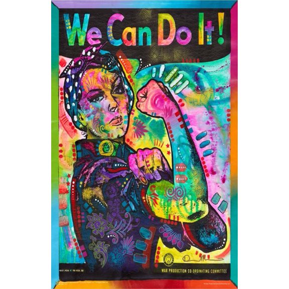 Psychedelic Rosie the Riveter by Dean Russo Mini Poster 11.5" x 17.5" Laminated