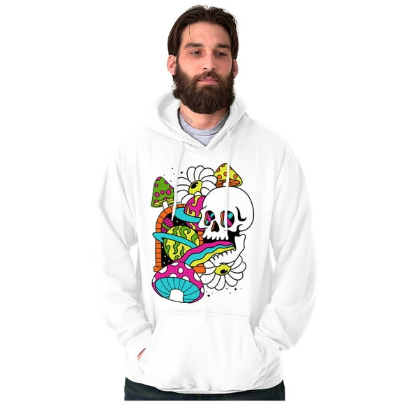 Psychedelic Shroom Skull Flowers Hoodie Sweatshirt Women Men Brisco Brands M