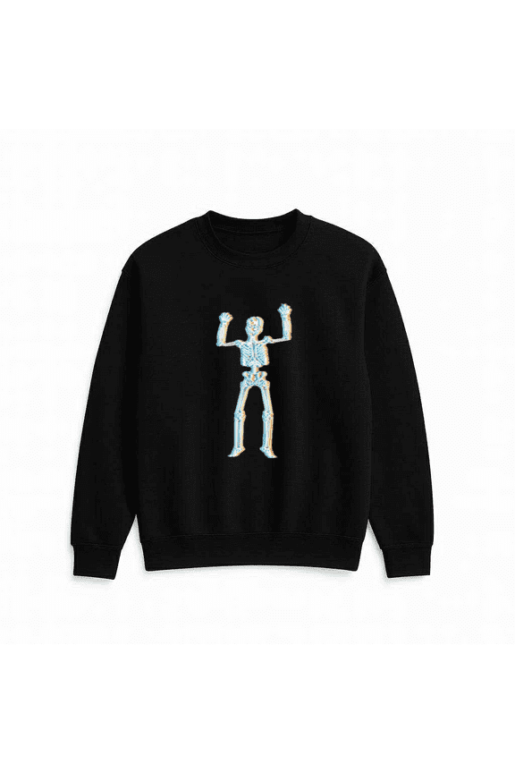 Psychedelic Skeleton Simple Retro Halloween Trippy Ghost Creepy Art Sweatshirt, for men & women, up to size 5XL