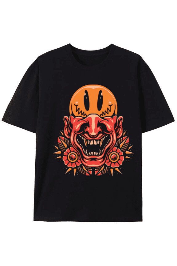 Psychedelic Smiley Face Demon Graphic Tee