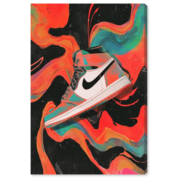 Psychedelic Sneakers Smoke Canvas Print Retro Wall Decor by Notoriart, Gallery Wrapped, 20 x 30