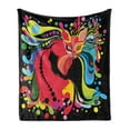 thumbnail image 1 of Psychedelic Soft Flannel Fleece Blanket, Futuristic Kitty Visual Print Fluid Swirling Color Burst Motifs Kitty Graphic, Cozy Plush for Indoor and Outdoor Use, 50" x 70", Multicolor, by Ambesonne, 1 of 6