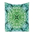 thumbnail image 1 of Psychedelic Soft Flannel Fleece Throw Blanket, Abstract Square Shaped Motif with Murky Psychedelic Expansions Pattern, Cozy Plush for Indoor and Outdoor Use, 60" x 80", Green and Teal, by Ambesonne, 1 of 5
