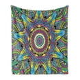 thumbnail image 1 of Psychedelic Soft Flannel Fleece Throw Blanket, Abstract Unusual with Color and Form Details Hippie Retro, Cozy Plush for Indoor and Outdoor Use, 70" x 90", Multicolor, by Ambesonne, 1 of 6