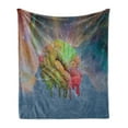 thumbnail image 1 of Psychedelic Soft Flannel Fleece Throw Blanket, Brain Storm Fantasy Visual Modern Mental Ethereal Energy Fiction, Cozy Plush for Indoor and Outdoor Use, 50" x 70", Blue Pistachio, by Ambesonne, 1 of 5