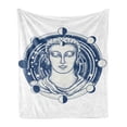 thumbnail image 1 of Psychedelic Soft Flannel Fleece Throw Blanket, Occult Human on Foreground of Planetary Space System Magic, Cozy Plush for Indoor and Outdoor Use, 70" x 90", Pale Grey and Off White, by Ambesonne, 1 of 6