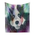 thumbnail image 1 of Psychedelic Soft Flannel Fleece Throw Blanket, Panda Character in Dream World of Magic Hallucination Junkie Animal Artwork, Cozy Plush for Indoor and Outdoor Use, 70" x 90", Grey White, by Ambesonne, 1 of 6