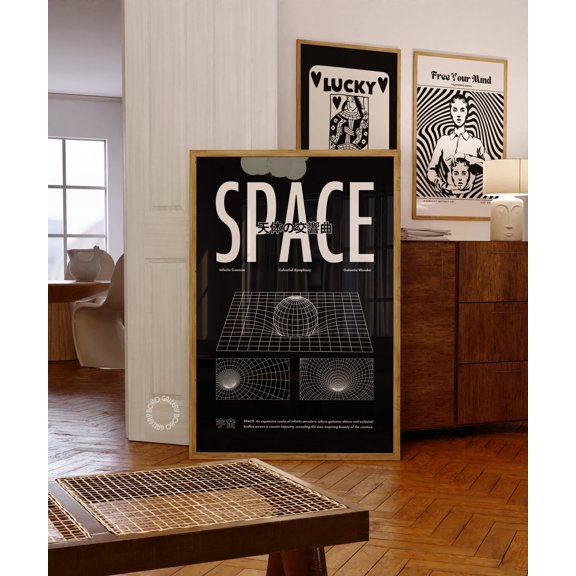Psychedelic Space Art Print Retro Y2K Home Decor, Unframed Canvas 8x10in