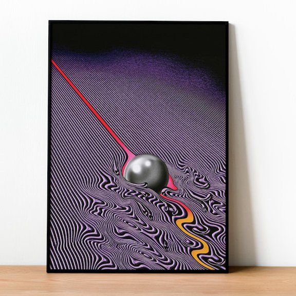 Psychedelic Sphere Art Print | Retro Geometric Decor, Unframed Paper Poster 8x10in