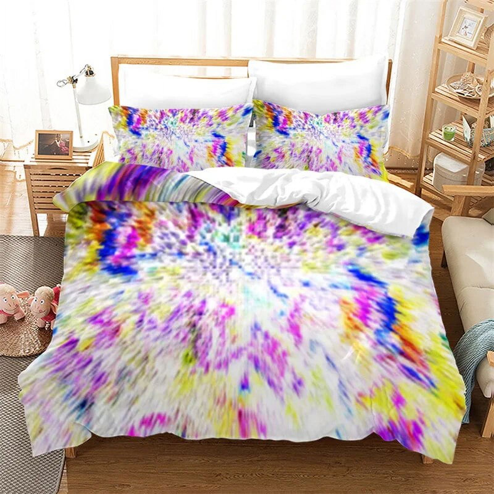 Psychedelic Spiral Swirl Duvet Cover Tie Dyed Bedding Set Polyester