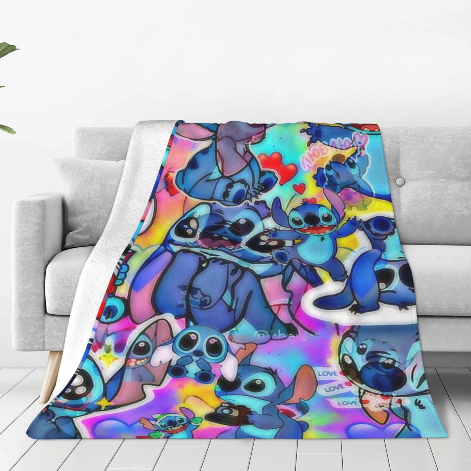 Psychedelic Stitch Blanket Cartoon Blanket Home Cute Blankets for Sofa