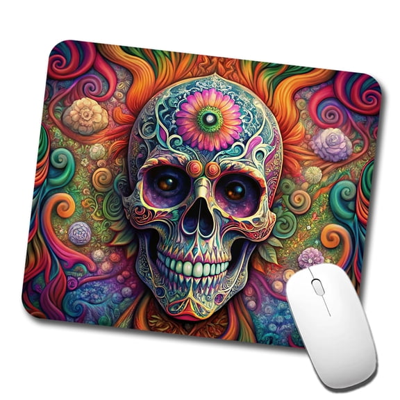 Psychedelic Sugar Skull Day of the Dead Mouse Pad Low Profile Gaming Mat