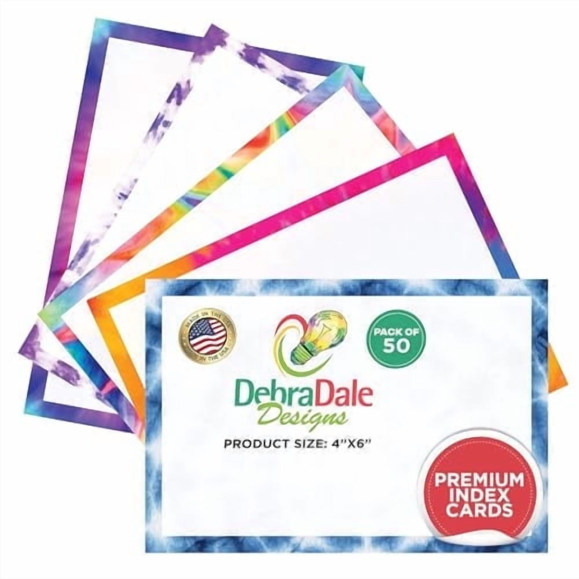 Tie-Dye Index Cards 4x6 50 Blank Cards in 5 Groovy Designs by Debra Dale Designs Unruled, Heavyweight Cardstock Made in USA