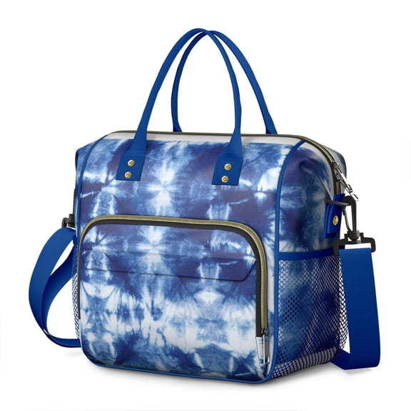 Psychedelic Swirl Insulated Cooler Bag - Multi-Functional Lunch Box with Reinforced Handles, Waterproof & Splash-Resistant (Vintage Hippie/Marble/Multicolor Pattern)