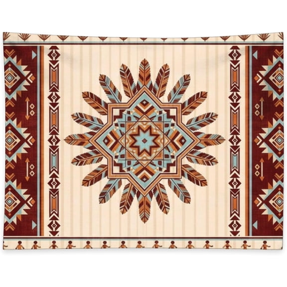 Psychedelic Tapestry American Tribal Indian Sunburst Wall Hanging Hippie Decor Bohemian Art Boho Aesthetic Tapestry For Bedroom Dorm Living Room Decor 30X40 Inch