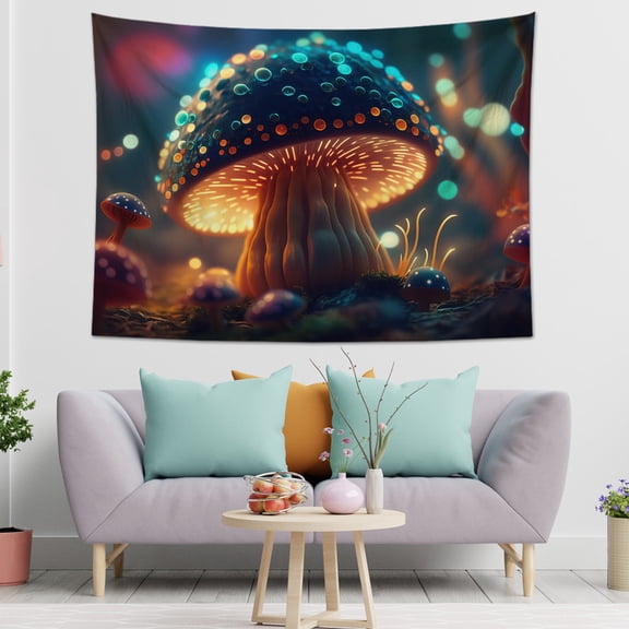 Psychedelic Tapestry Fairy Tale World Magical Cartoon Mushroom Tapestry Fantasy Landscape Tapestry Dormitory Home Wall Hanging