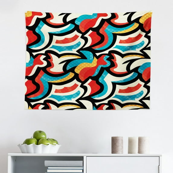 Psychedelic Tapestry, Hypnotic Spiral Pattern Spell Theme Optic Illusion Effect Retro Illustration, Fabric Wall Hanging Decor for Bedroom Living Room Dorm, 2 Sizes, Violet Orange, by Ambesonne