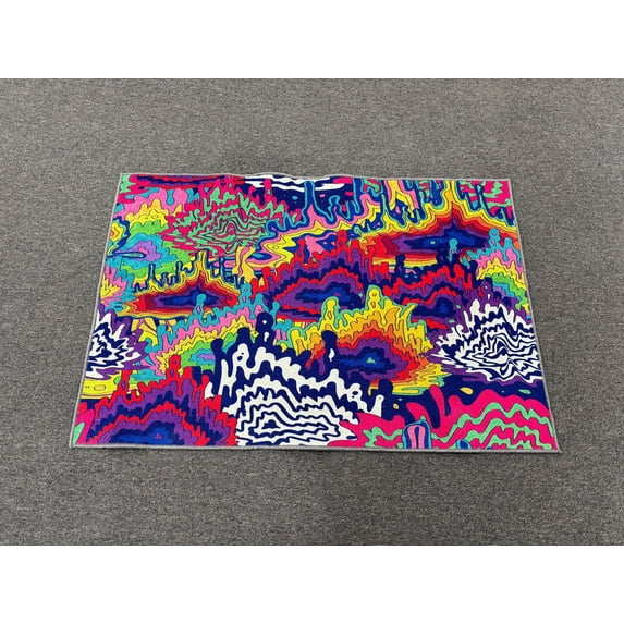 Psychedelic Tapestry Rug, Salon Rug, Modern Rug, Psychedelic Abstract Rug, Personalized Rugs, Psychedelic Rugs, Stair Rugs, Colorful Rugs, 1.7'x2.3' - 50x70 cm