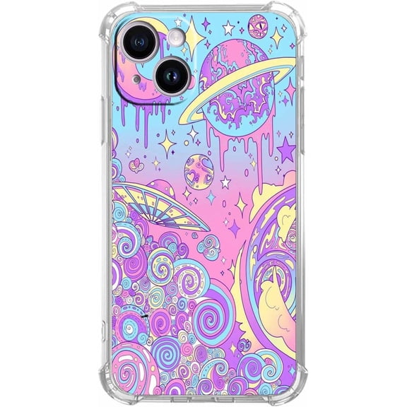 Psychedelic Trippy Alien Art Case for iPhone 14 Plus, Abstract Hippie Aesthetic Art Pattern, Trendy Soft TPU Case Compatible for iPhone 14 Plus