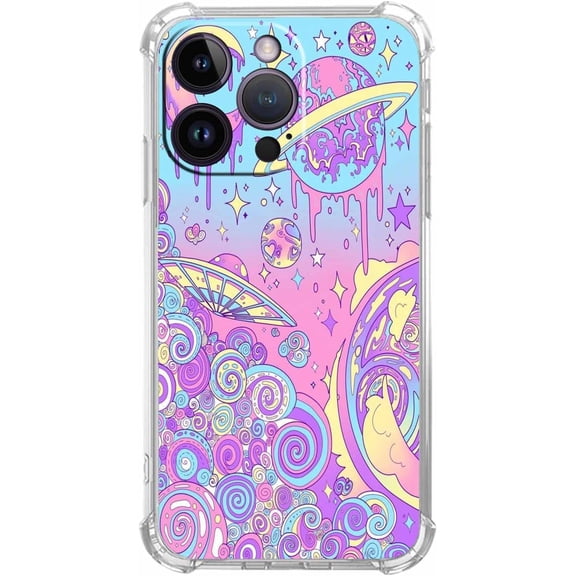 Psychedelic Trippy Alien Art Case for iPhone 14 Pro Max, Abstract Hippie Aesthetic Art Pattern, Trendy Soft TPU Case Compatible for iPhone 14 Pro Max